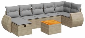vidaXL 8 részes bézs polyrattan kerti ülőgarnitúra párnával