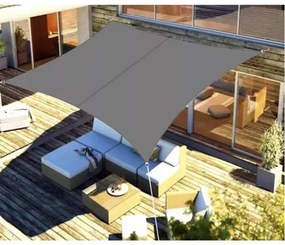 Négyzetalakú napvitorla, árnyékoló, esőálló anyagból, 120g/m2, 4 x 3 m - szürke
