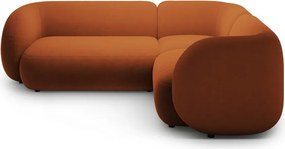 Terrakotta színű bársony sarokkanapé (jobb oldali-L alakú) Kate – Micadoni