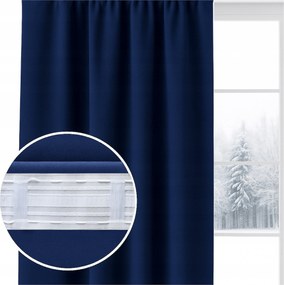 Kész sötétítő függöny 140x230 cm, sötétkék, Wave szalaggal, blackout