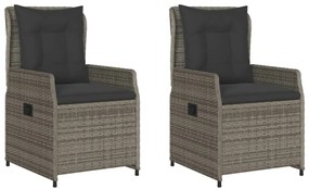 2 db szürke polyrattan dönthető kerti szék