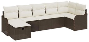 vidaXL Kanapé Szett párnával tárolóval Barna és Krém polirattan