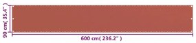 terrakotta HDPE erkélytakaró 90 x 600 cm