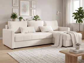 Kinyitható kétoldalas L-alakú ülőgarnitúra VENORIA 220x143 cm, krém színű + 2 díszpárna ingyen