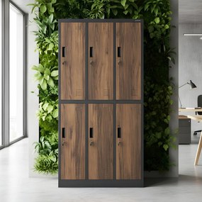 6 ajtós öltözőszekrény, antracit/dió, 900x1850x450 mm: IGOR Eco Design