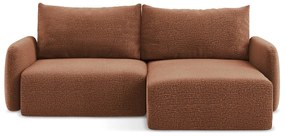 Téglavörös kinyitható-tárolóhelyes sarokkanapé (jobb oldali) Kalena – Makamii