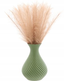 Váza művirág üveg 3D zöld magas 25cm dekoratív műanyag