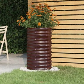 Barna porszórt acél kerti ültetőláda 40 x 40 x 68 cm