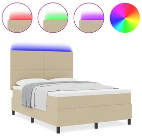 Box Spring Ágy matraccal és LED világítással Zöld Szürke 140x200 cm Bársony Szövet
