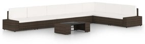 vidaXL 8 részes barna polyrattan kerti ülőgarnitúra párnákkal