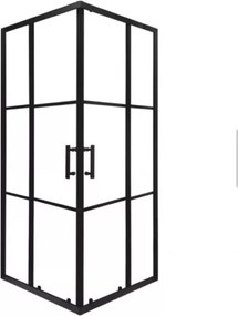 Stuxi Delhi Black X 90x90 cm szögletes két tolóajtós zuhanykabin 6 mm vízlepergető biztonsági üveggel, fekete keretes, 190 cm magas