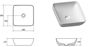 Ravak XJX01138001 - ráépíthető mosdó UNI SLIM 38x38 cm kerámia/fehér