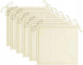 Párnák kerti székekhez, 6 db, krémszínű, 40x40x4 cm