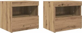 vidaXL Éjjeliszekrény 2 pcs Artisan tölgy 50 x 40 x 45 cm Faanyag