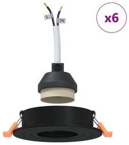 Belógó Spotlámpák 6 db Kerek GU10 Fekete Ø91 mm