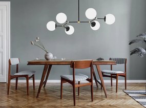 Damar 6321 fekete-fehér vas és üveg függőlámpa, 100 x 52 cm, 6 izzós