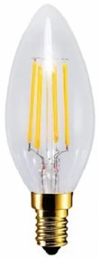 LED lámpa , égő , izzószálas hatás , filament , gyertya , E14 foglalat , 4 Watt , 300° , meleg fehér