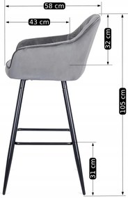 Szürke Bársony Bárszék. SALEM