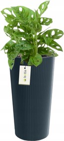 Virágtartó kaspó kerek Ø 25 cm H 48 cm antracit elegáns magas csíkos