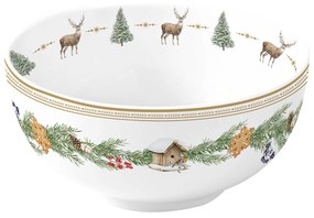 Karácsonyi porcelán tálka 12 cm szarvas mintás White Forest