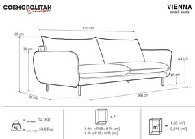 Vienna bézs kanapé, 200 cm - Cosmopolitan Design