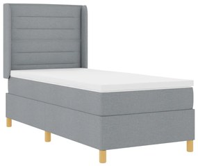 Boxspring Ágy Mattal Világosszürke 90x190 cm Textil