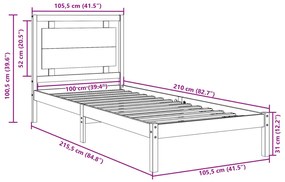 tömör fa extra hosszú ágykeret matrac nélkül 100 x 210 cm
