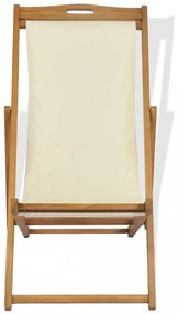 krémszínű tíkfa napozószék 56 x 105 x 96 cm