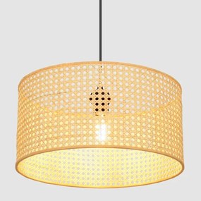 Csillár zsinóron ALBA 1xE27/15W/230V á. 40 cm rattan/fekete
