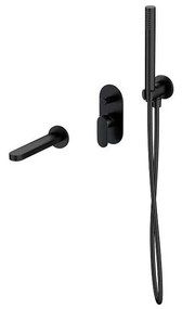 Cersanit S952-042 - CREA fekete beépíthető kádtöltő csaptelep szett