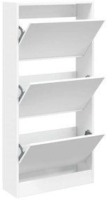 fehér szerelt fa cipőszekrény 60 x 21 x 125,5 cm