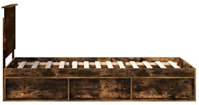 vidaXL Ágykeret fejtámlával Füstölt tölgy 90 x 200 cm Tömör fenyőfa