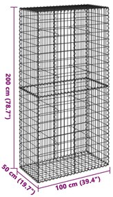 horganyzott vas gabion kosár fedéllel 100 x 50 x 200 cm