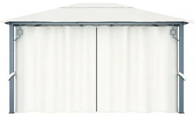 krémszínű alumíniumpavilon függönnyel/LED fényfüzérrel 4 x 3 m