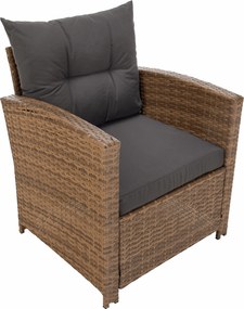 Kerti rattan szett, szürkésbarna/világosbarna, SAGIR