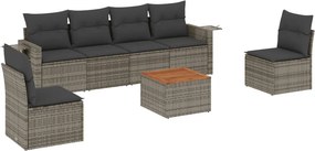 vidaXL 7 részes szürke polyrattan kerti ülőgarnitúra párnákkal