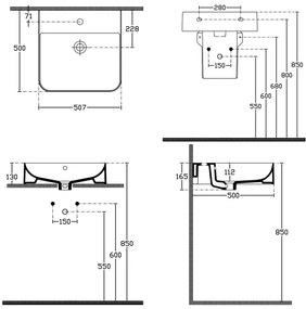 Isvea - Mosdó asztalra helyezhető/falra szerelhető SOTT AQUA 50x50 cm kerámia/fehér
