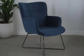 LEONARD design bársony fotel - kék