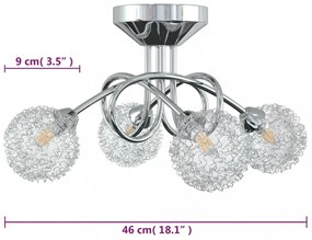 mennyezeti lámpa dróthálós burákkal 4 db G9 LED-lámpával