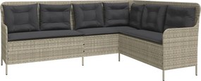 vidaXL világosszürke polyrattan L-alakú kerti kanapé párnákkal
