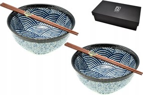 2 db-os pálcikás tál szett Ramen Blue Wawe 800 ml Box
