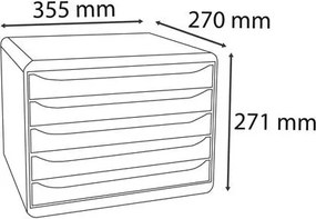 Irattároló, műanyag, 5 fiókos, EXACOMPTA BIigBox Glossy, fekete-fehér (EX3087213D)