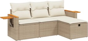 vidaXL 4 részes bézs polyrattan kerti ülőgarnitúra párnákkal
