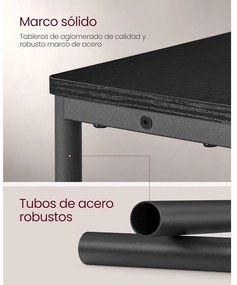 Keskeny oldal asztal töltő funkcióval 3 polcos, 18 x 45 x 58 cm tinta fekete