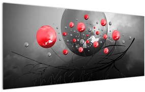 Piros absztrakt gömbök képe (120x50 cm)