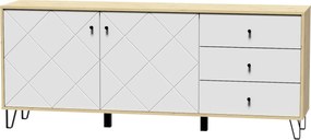 BILBAO komód BL06 2 ajtó / 3 fiók, artisan tölgy / matt fehér