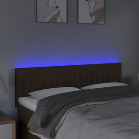 sötétbarna szövet LED-es fejtámla 144x5x78/88 cm