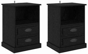 Éjjeliszekrény 2 pcs Musta tammi 43 x 36 x 60 cm Faanyag