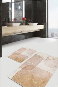 Bézs bársony fürdőszobai kilépő szett 2 db-os 60x100 cm – Mila Home