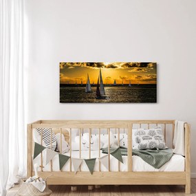 Jacht a naplementében képe (120x50 cm)